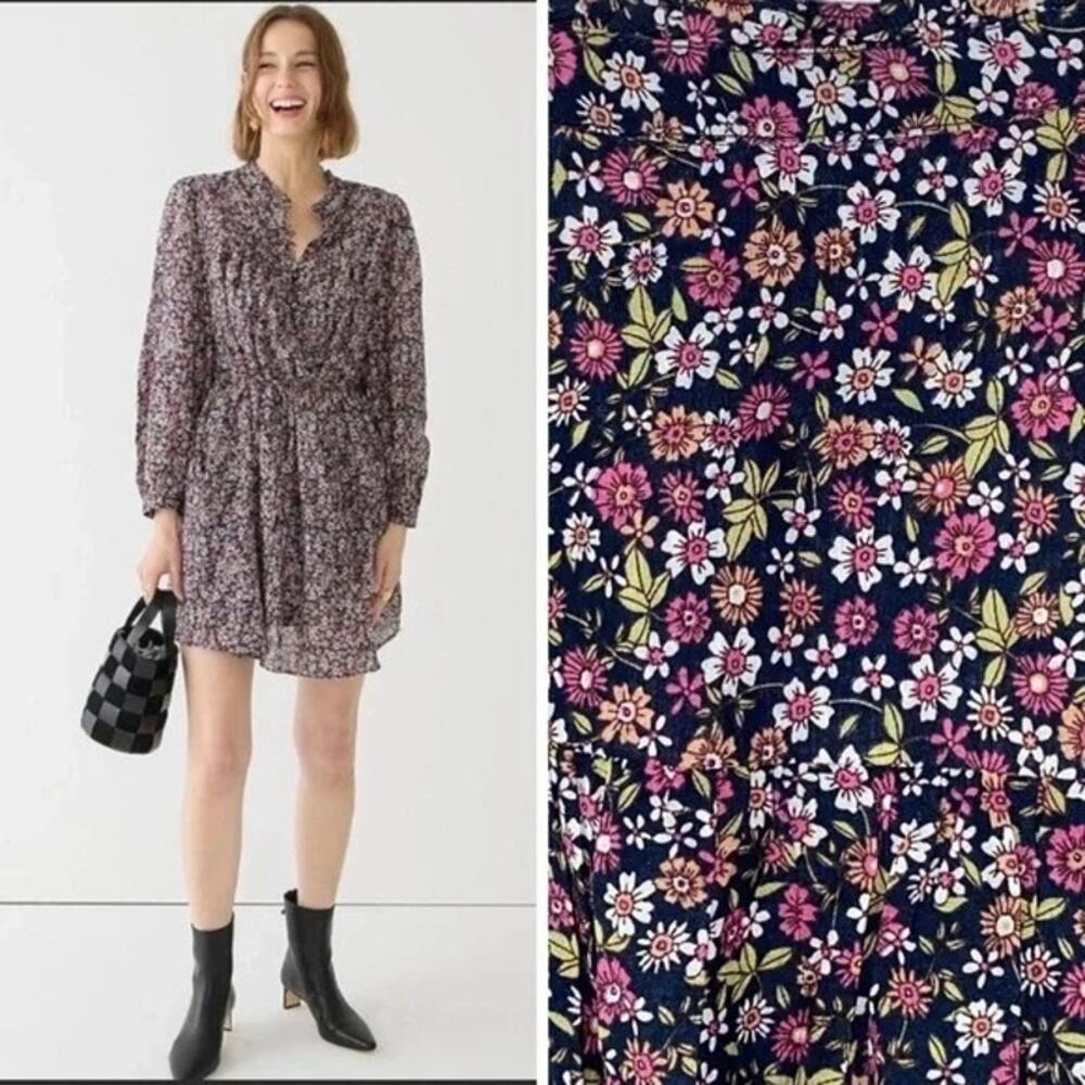 J.CREW -NWT- Button-Up Mini Dress Ditsy Floral Sunny Meadows | Small